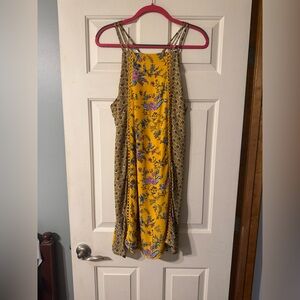 Yellow Printed Spaghetti Strap Dress